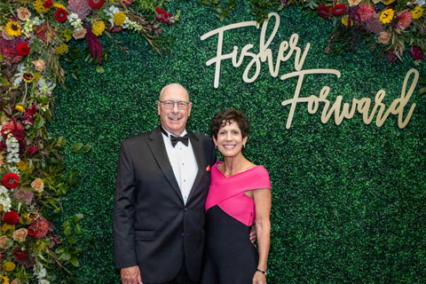 Donors at the picture wall for the Fisher Forward event