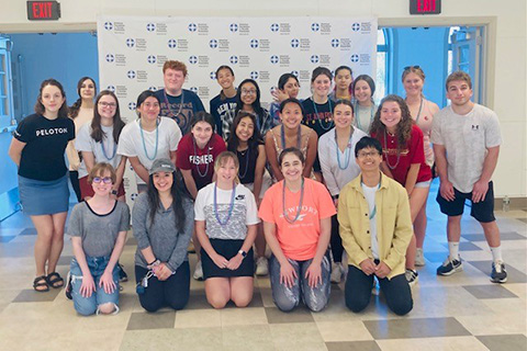 A group of volunteers for the Out of the Darkness Walk for suicide prevention.