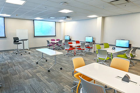 Classroom 115 in the Ralph C. Wilson, Jr. School of Education.