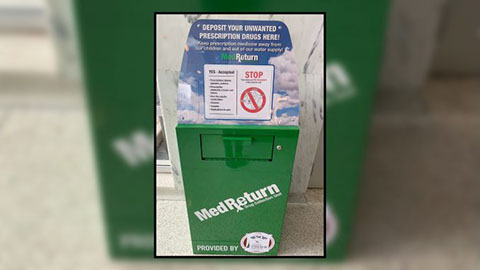 Medication disposal drop box on campus