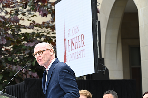 Dr. Gerard J. Rooney announces Fisher will become St. John Fisher University in 2022