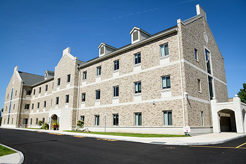 Exterior view of the Upper Quad residence hall.