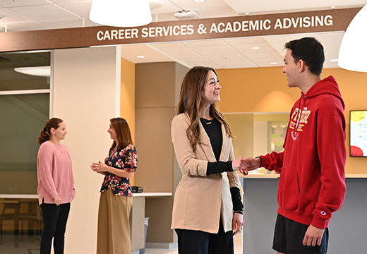 Students meet with advisors at the Center for Career and Academic Planning at Lavery Library.