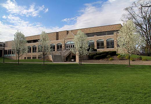 Lavery Library exterior in early spring.