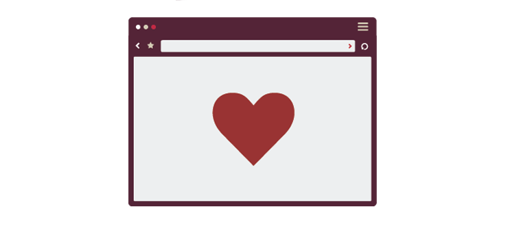 Browser window with heart icon